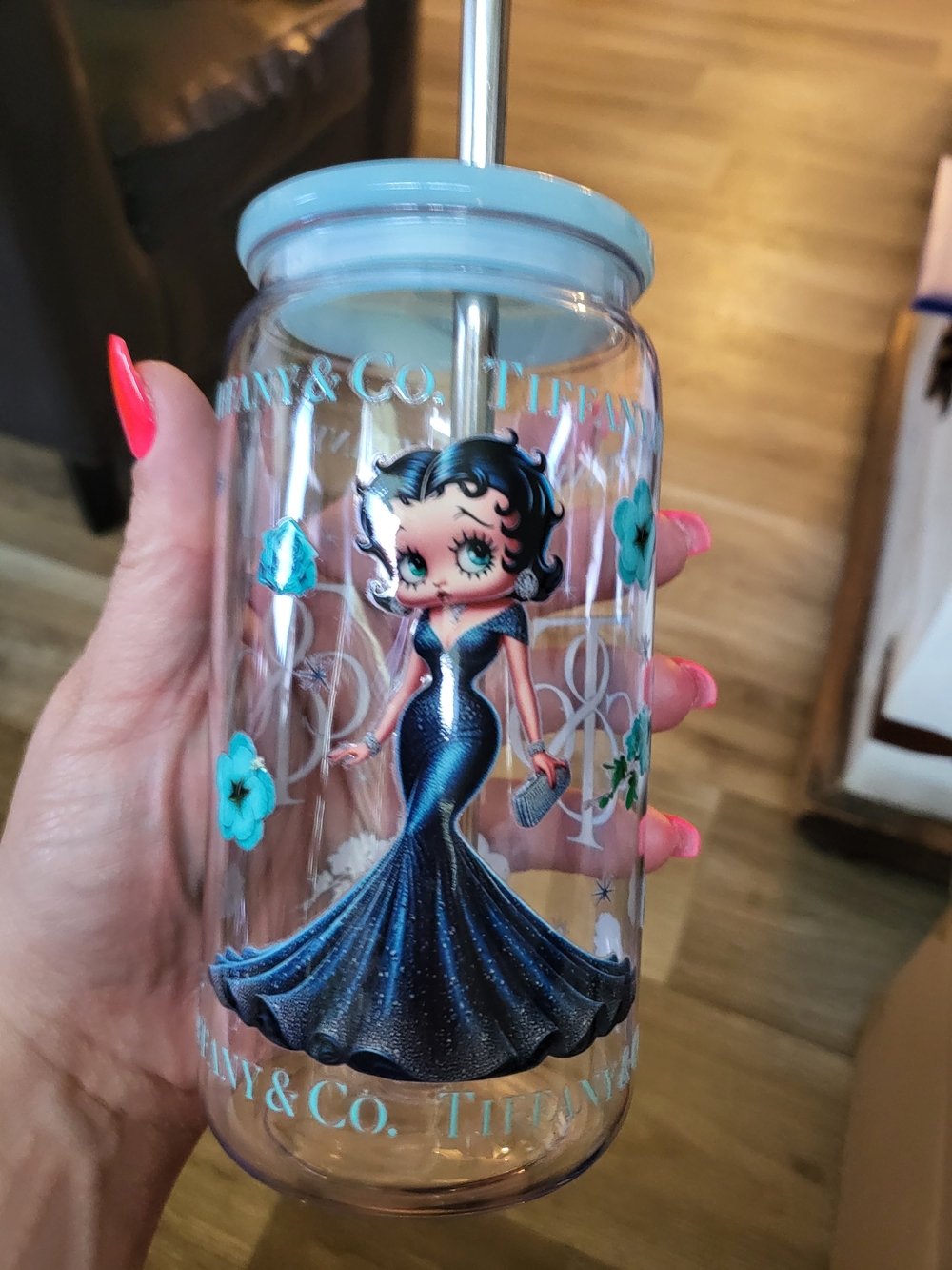 Tiffany & Co. Betty Boop Blue Acrylic Tumbler with Straw